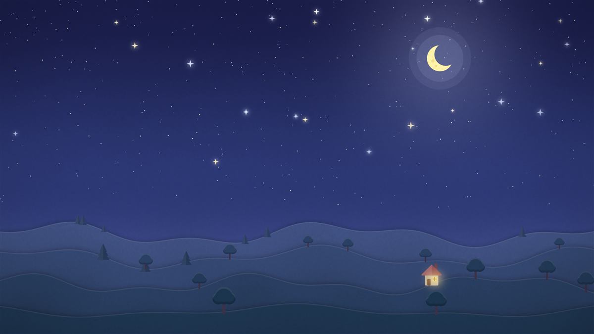 wallpaper SkyTale ฟ้าใสกลางคืน พระจันทร์เสี้ยวและดาว